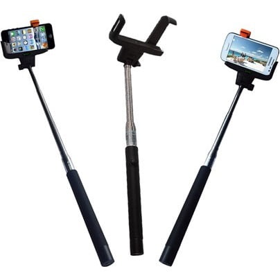 Black Ematic Selfie Stick Compatible with iPhone 4S or newer and more- Retail Packaging Samsung Galaxy device 
